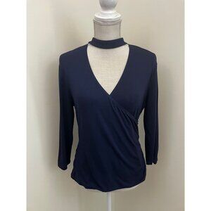 IZ Byer Blue Long Sleeve Top V-Neck Size XL